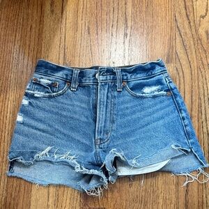 Abercrombie & Fitch Blue Distressed High-Rise Denim Shorts